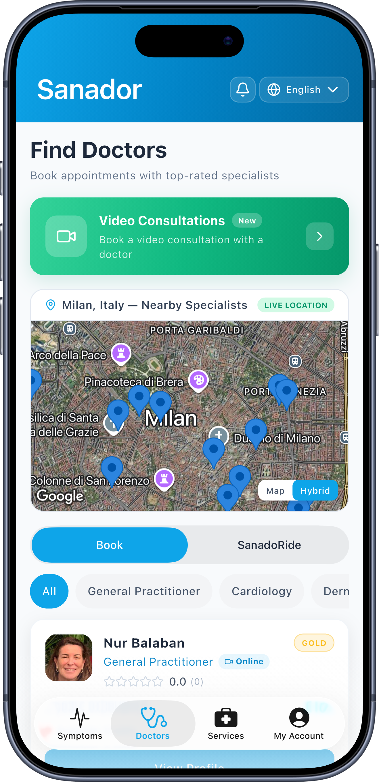 Sanador app — a second screen