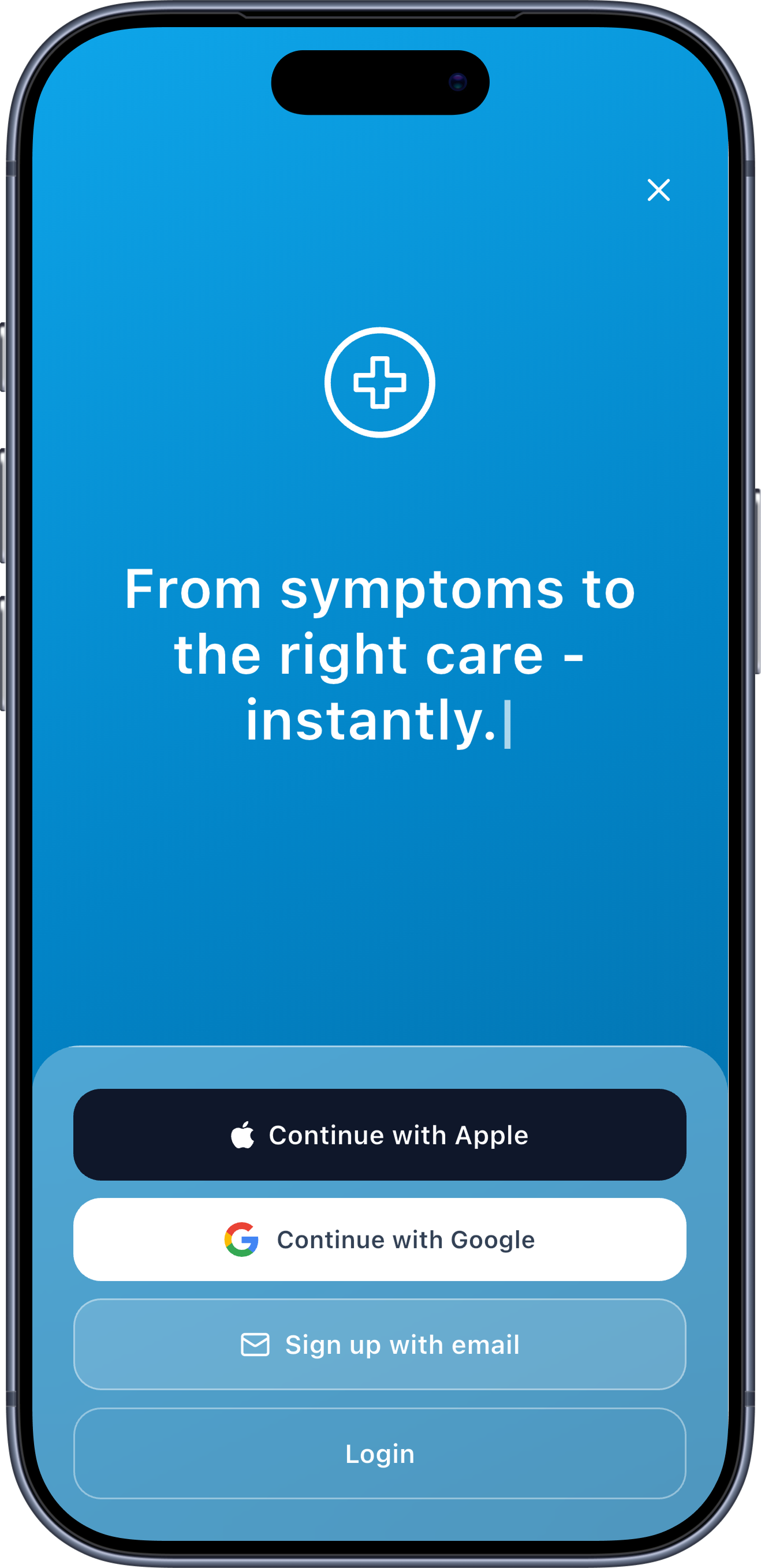 Sanador app — sign in